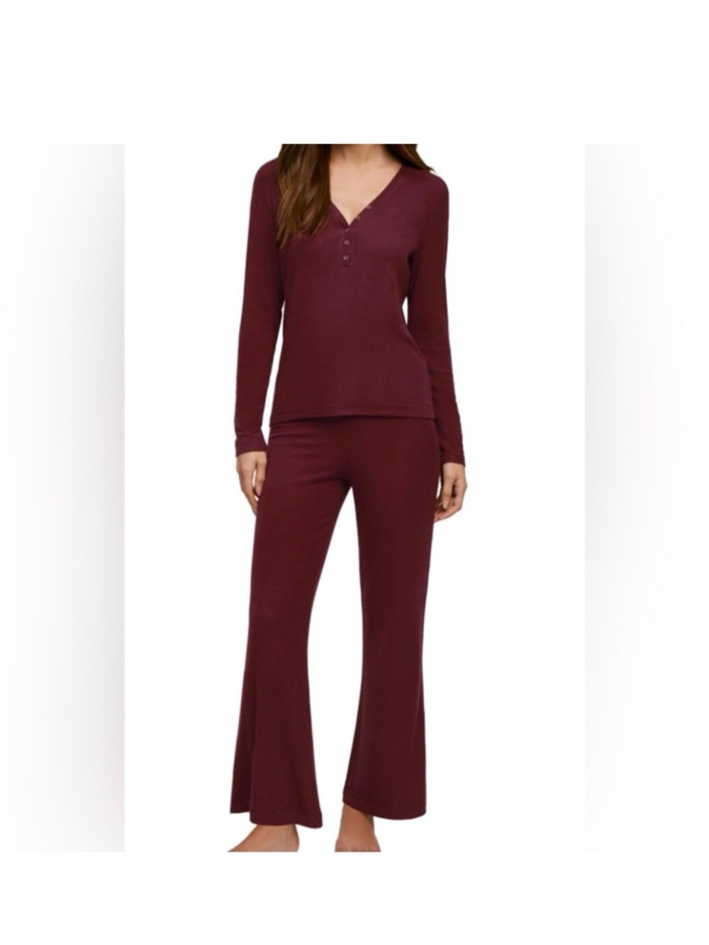 NWT Banana Republic Women's 2-piece Port Royale Rib Lounge Set Burgundy Size XXL